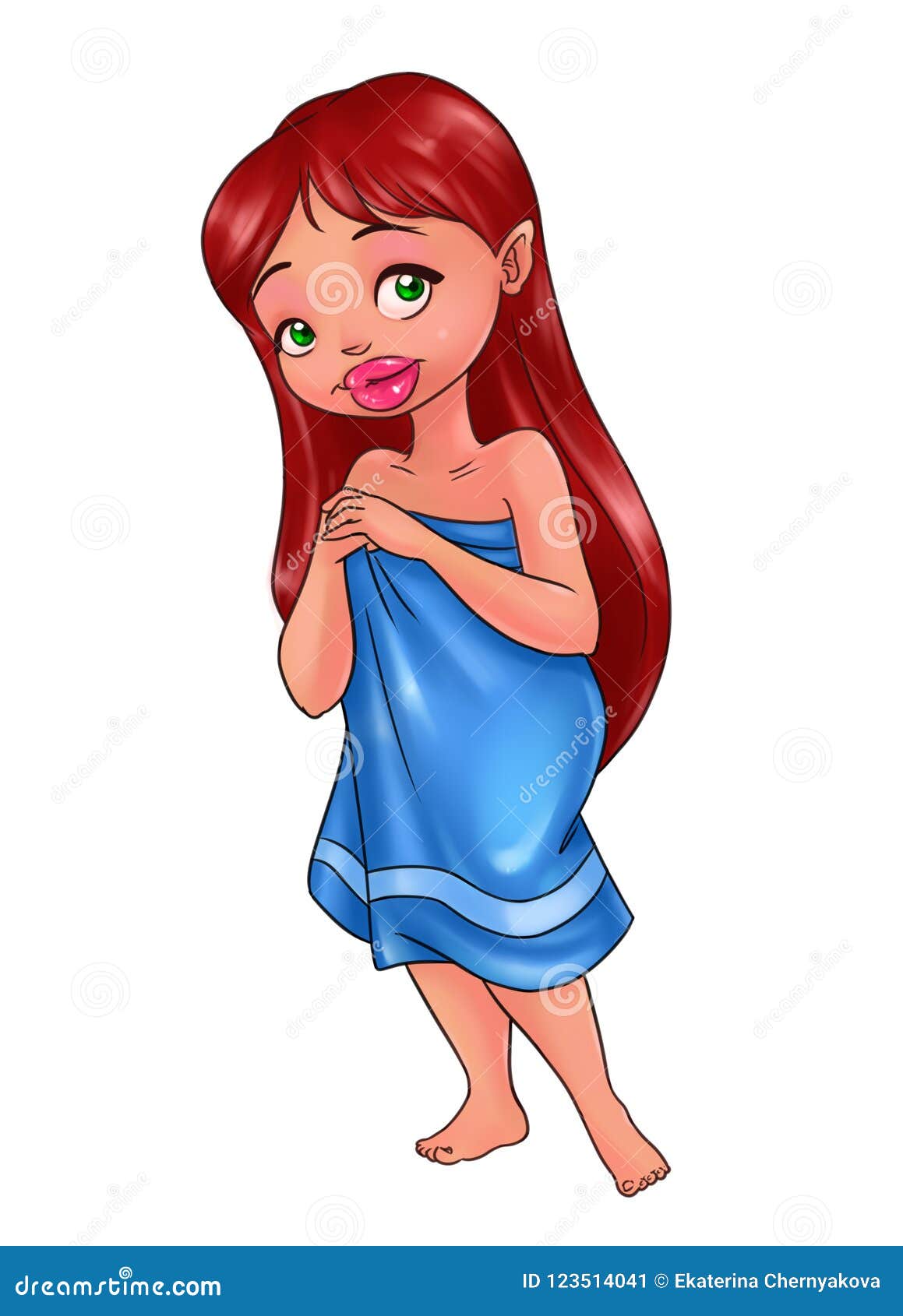 Girl Bathing Towel Cartoon Illustration Stock Illustration - Illustration  of fashion, towel: 123514041