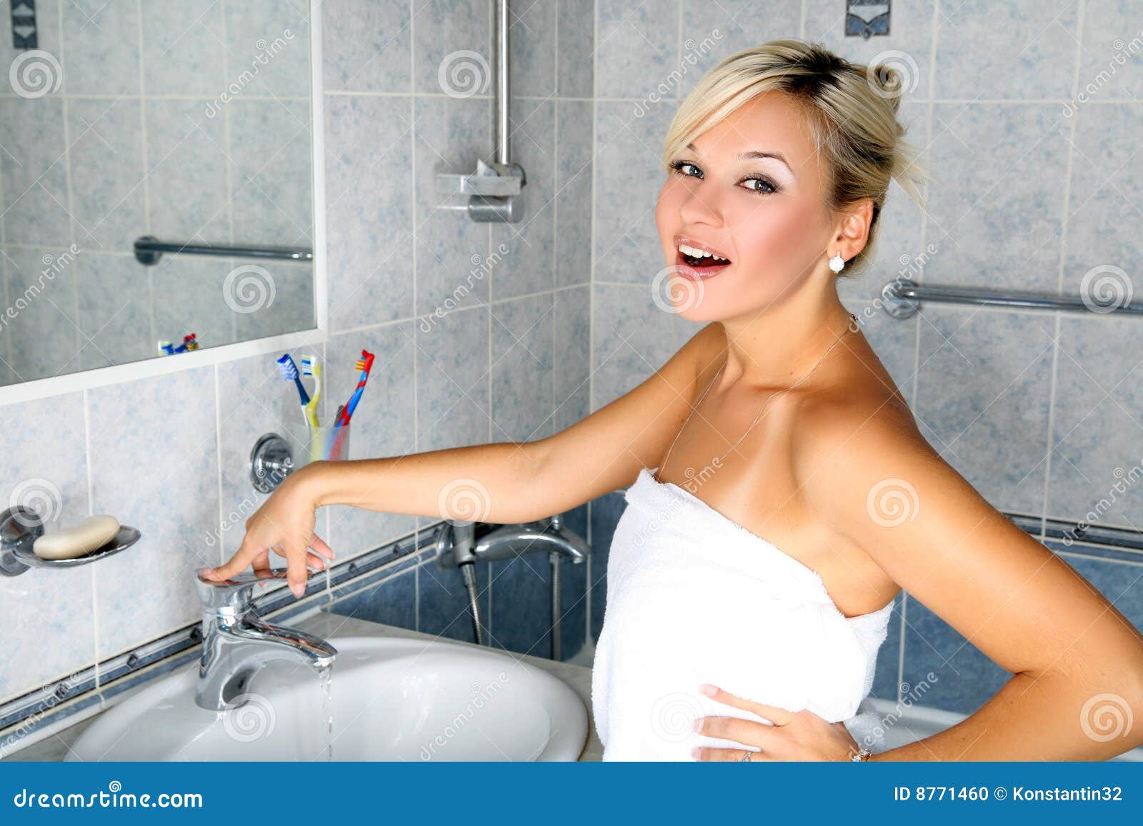 Girl in bathroom stock photo. Image of clean, cosmetics - 8771460