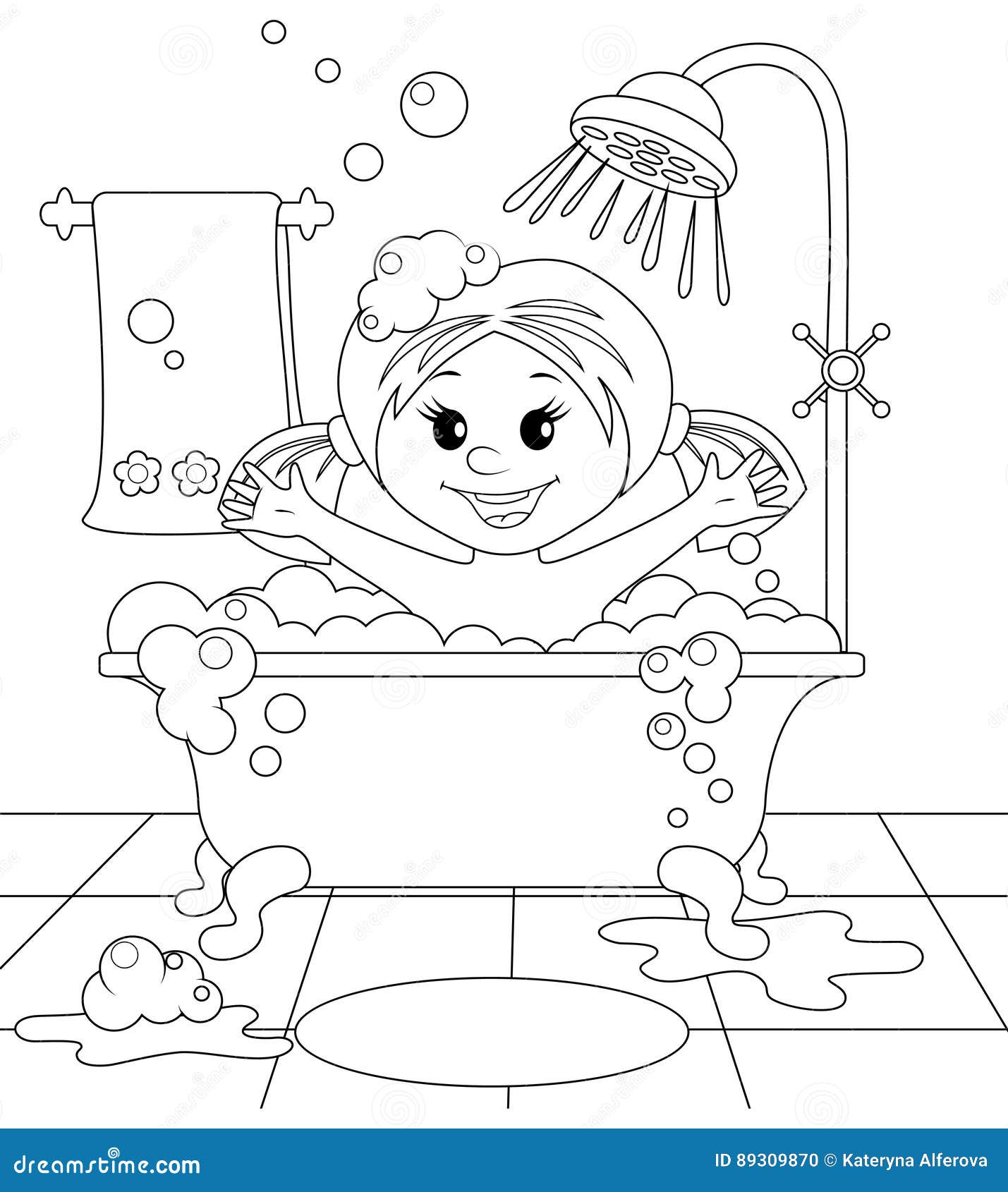 Girl In The Bathroom Stock Vector Illustration Of Purity 89309870 