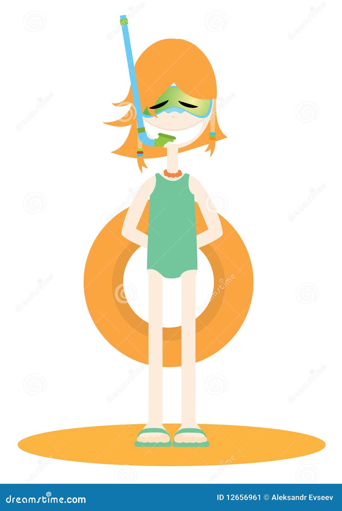 The girl on beach stock vector. Illustration of beach 12656961