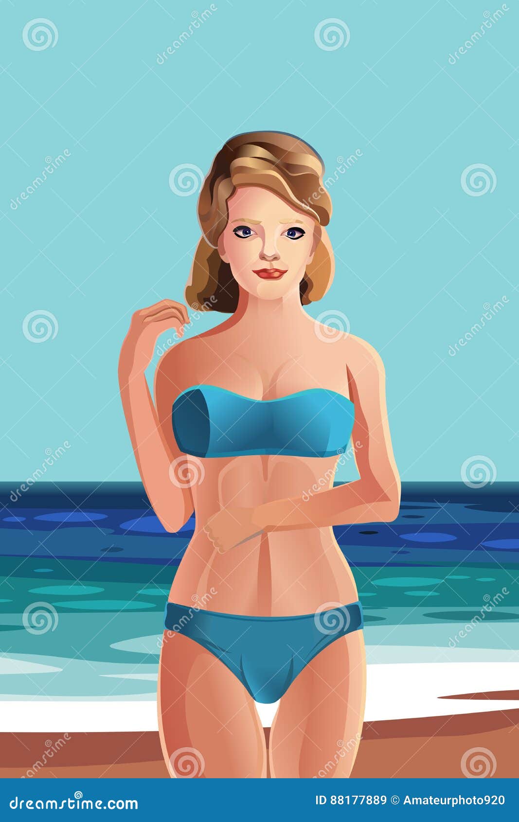 girl on beach rest in bikini