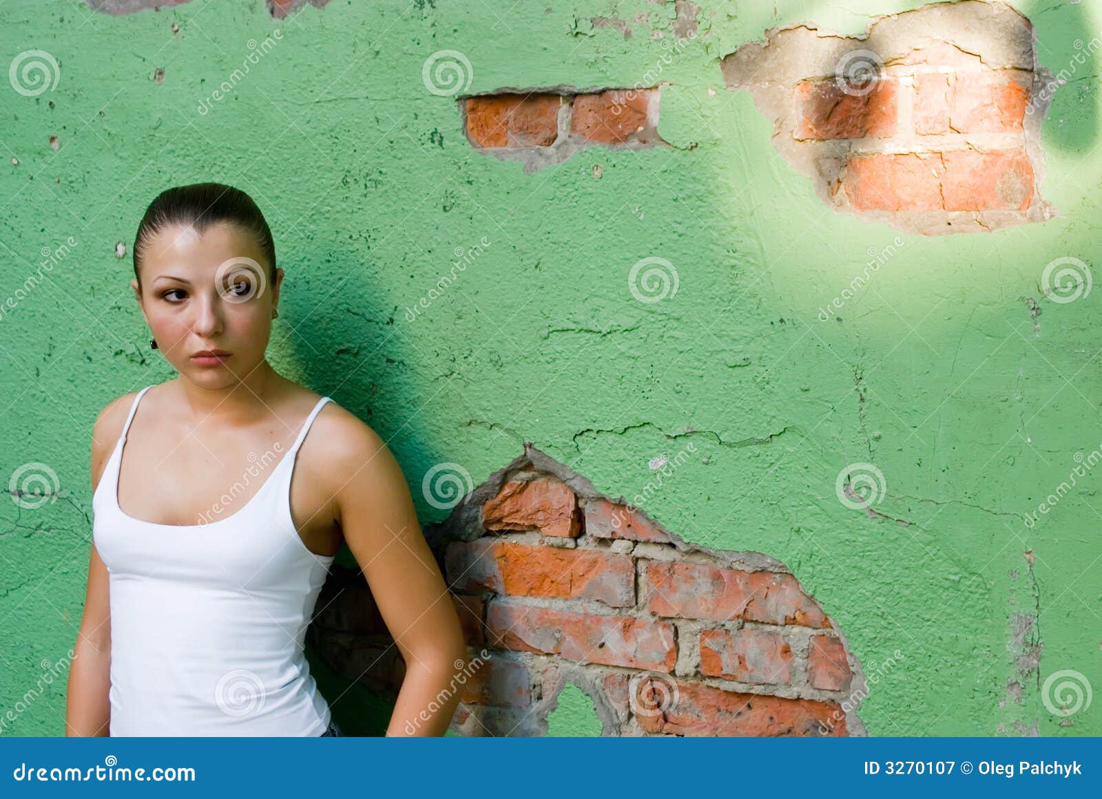Girl beside the wall stock image. Image of adults, design 3270107