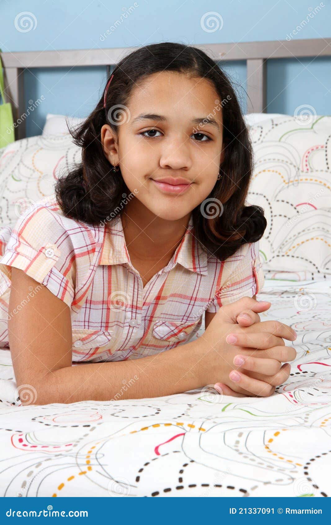 Girl in Bed stock image. Image of calm, bedroom, laying 21337091