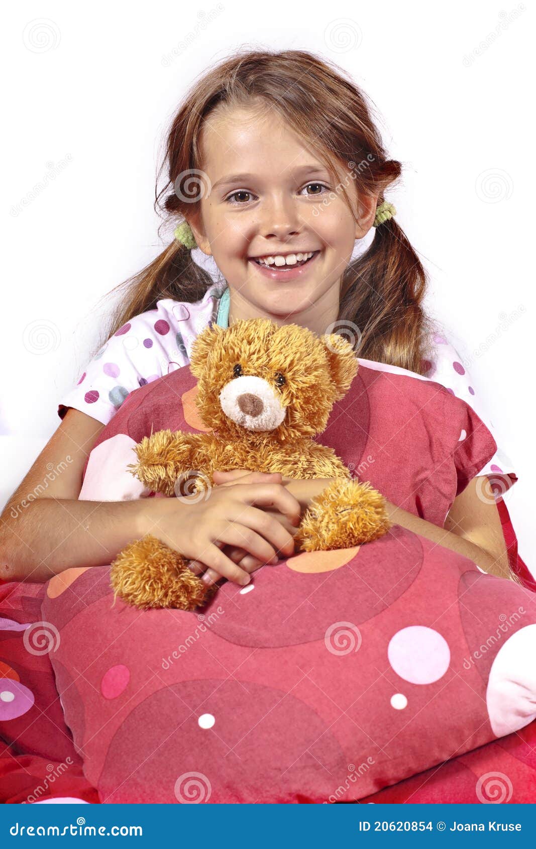 Girl in Bed with Stuffed Animal Stock Photo - Image of calm, soft: 20620854