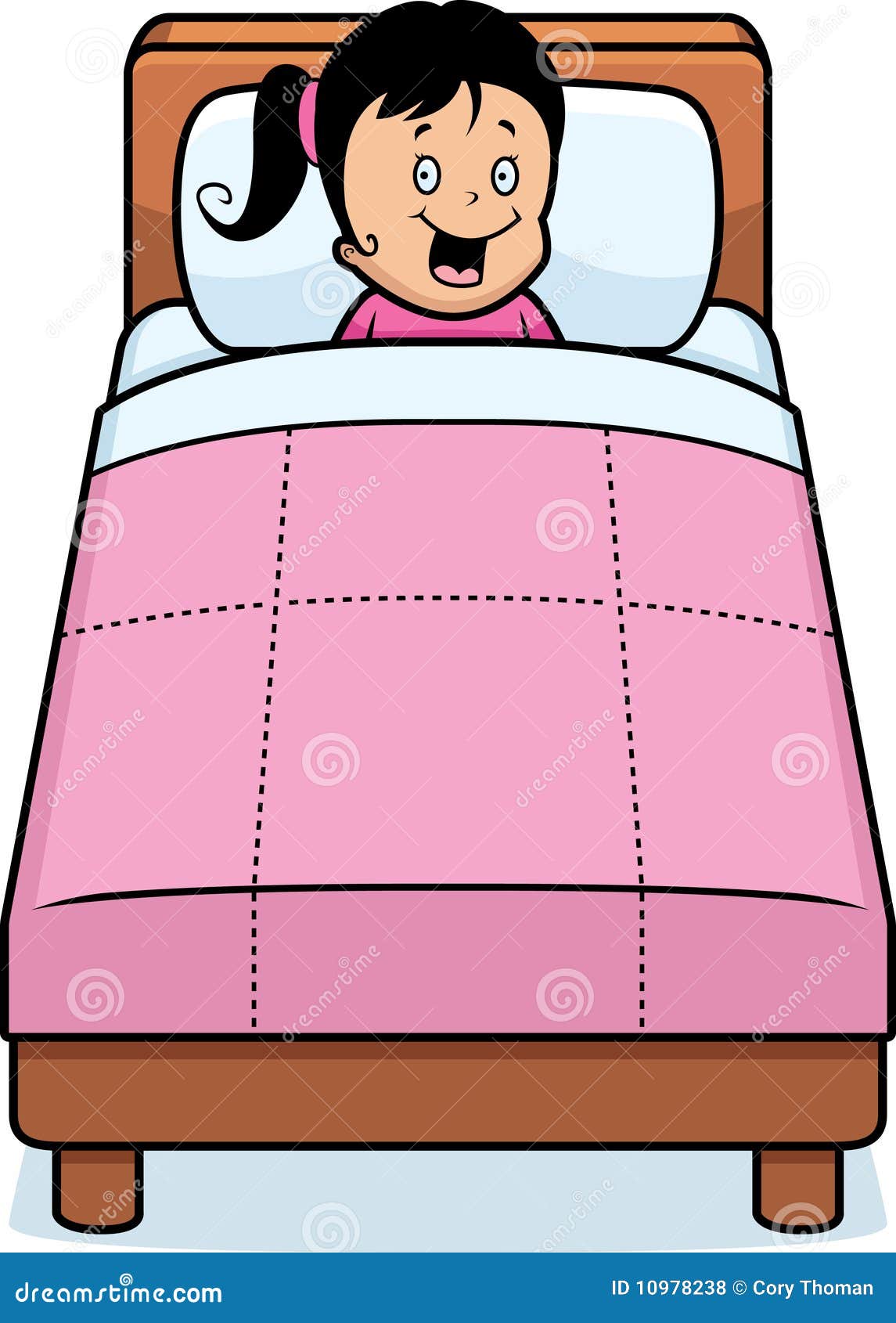 Girl Bedtime stock vector. Illustration of blanket, happy - 10978238