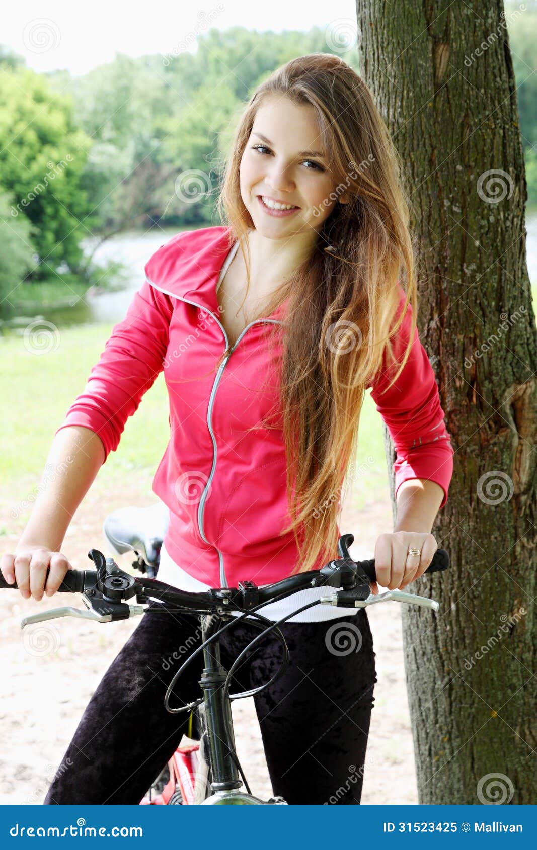 Girl on a bicycle stock image. Image of bike, conscious ...
