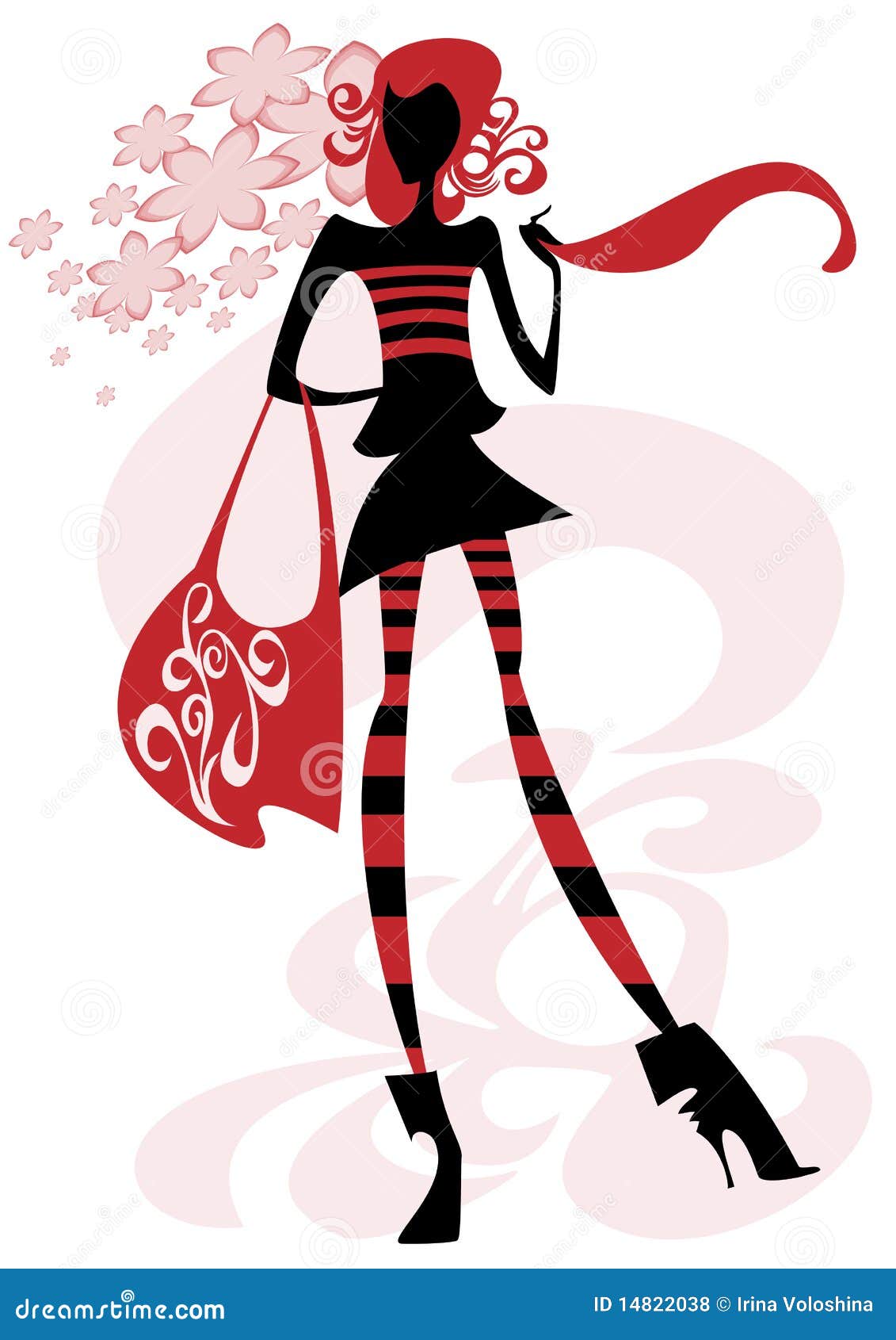 Girl with a big bag stock vector. Illustration of fashion 14822038