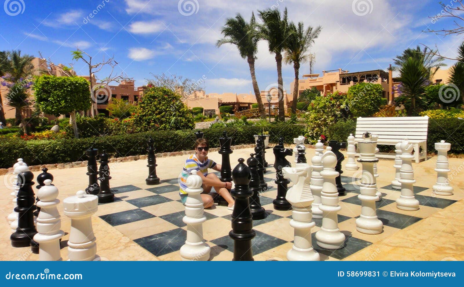 Girl and Big Chess in Hotel Egypt Stock Image - Image of blond, learn:  58699831