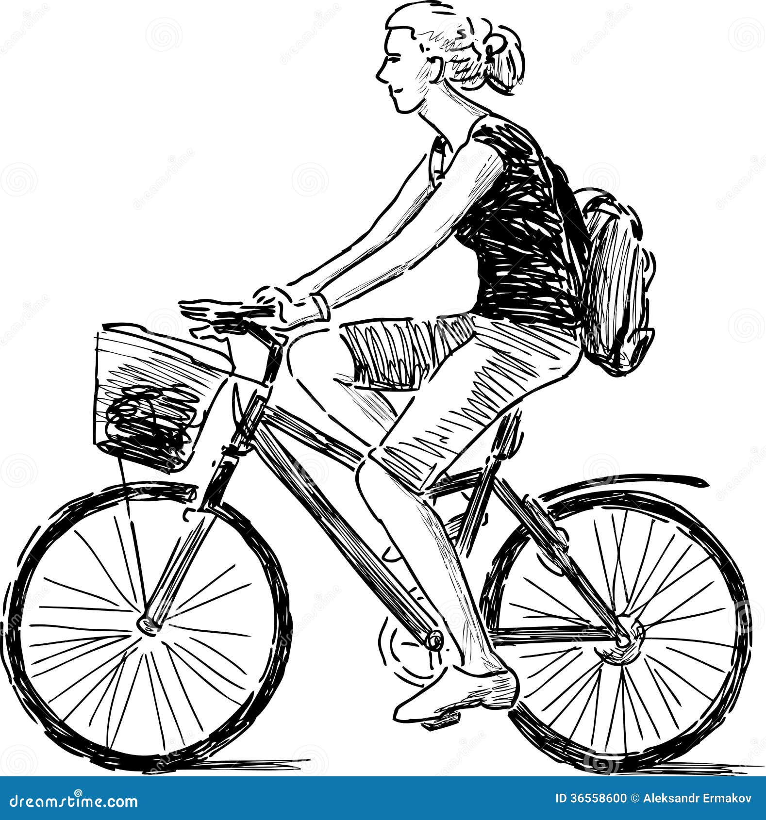 Girl On The Bike Stock Vector Illustration Of Riding 36558600