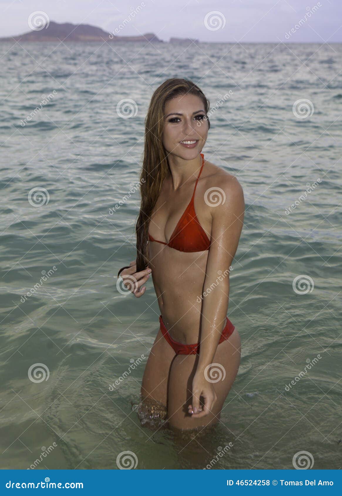 Girl in Bikini on the Beach Stock Photo - Image of ocean, smiling