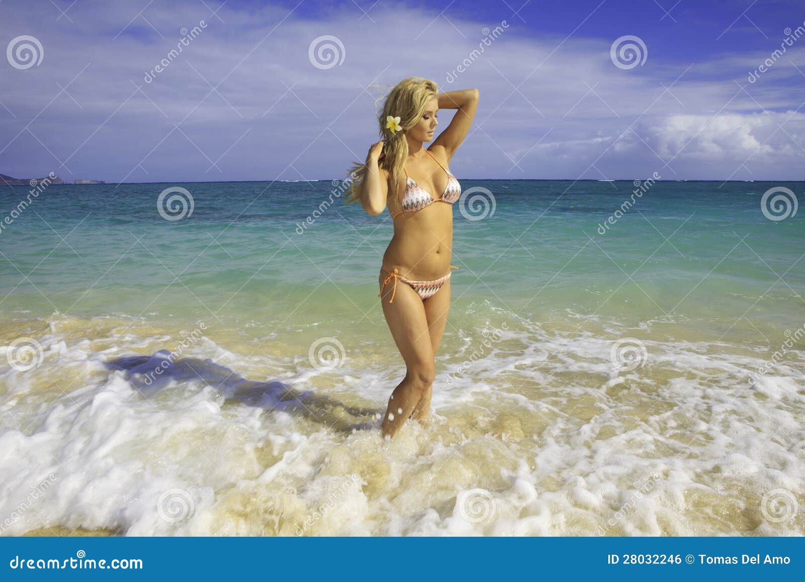 Girl in Bikini at a Hawaii Beach Stock Photo Image of woman, clouds