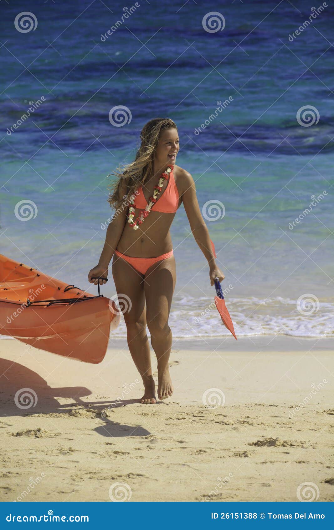 Girl In Bikini With Her Kayak Royalty Free Stock Photos 