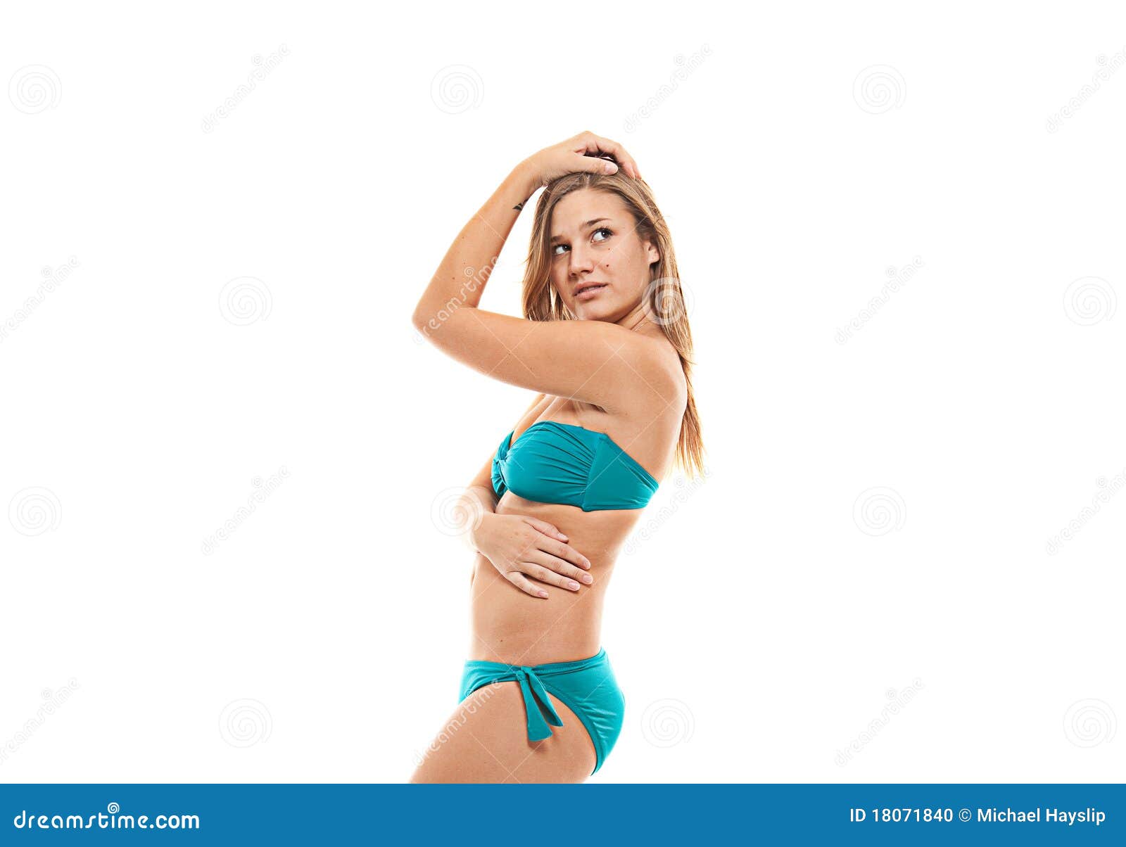 Girl in Bikini on White Background Stock Photo Image of fashion