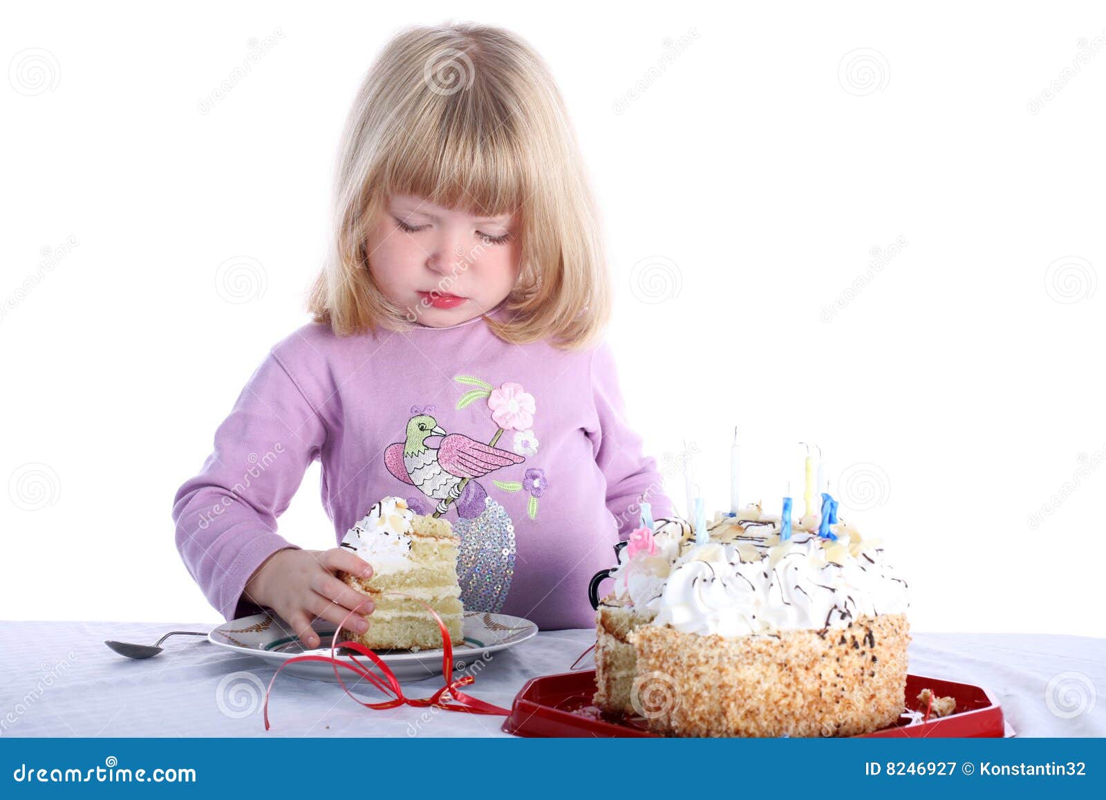 Girl with birthday cake stock image. Image of european 8246927