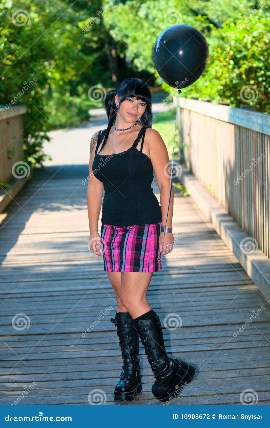 Girl with a black balloon stock photo. Image of person 10908672