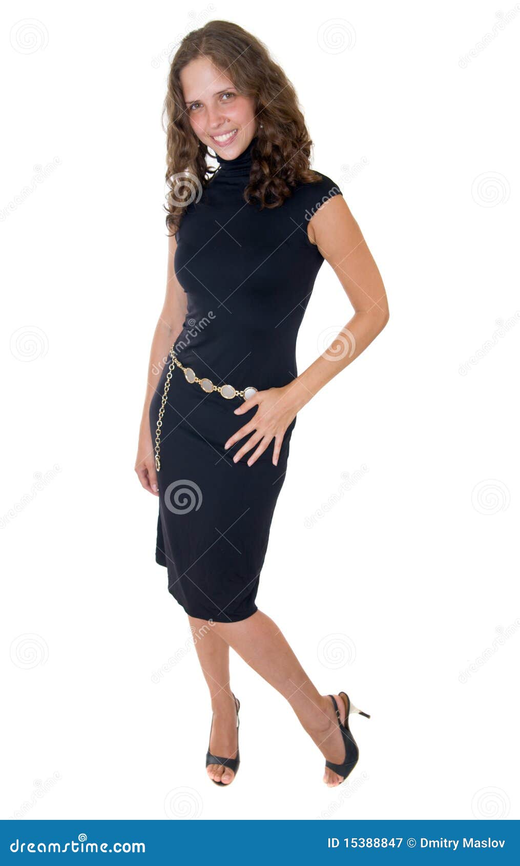 Girl in a black dress stock image. Image of brown, femininity 15388847
