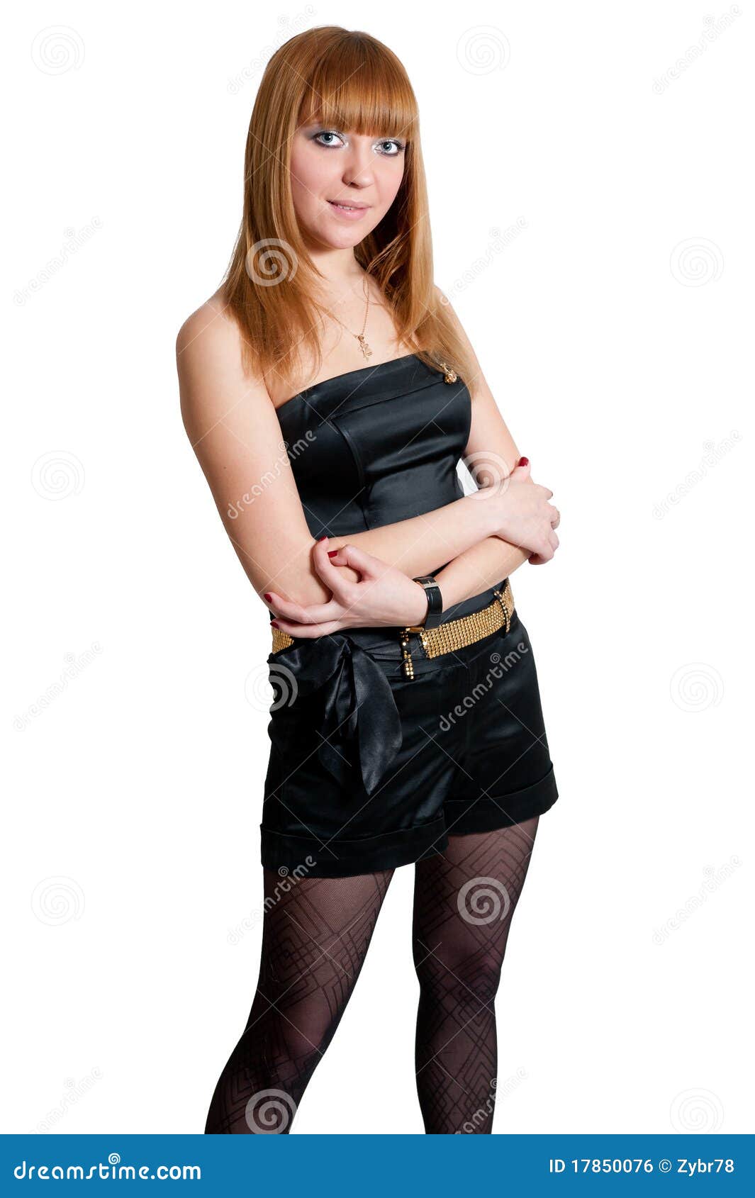 Girl In Black Dress Isolated On White Stock Photo - Image of isolated ...