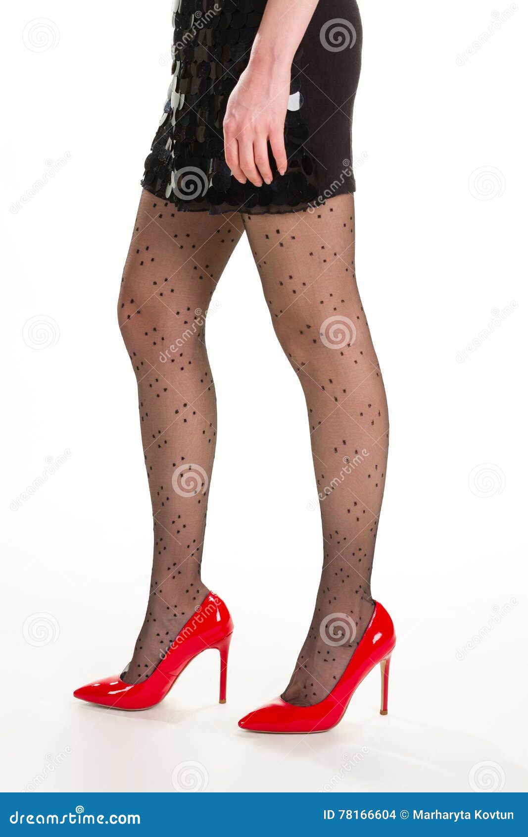 black dress with red heels images