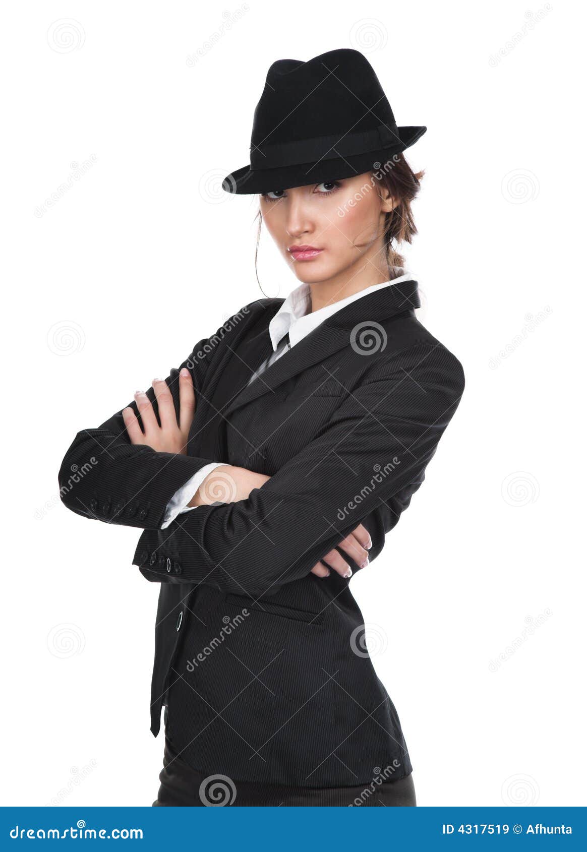 The girl in a black suit stock image. Image of curly, expertise 4317519