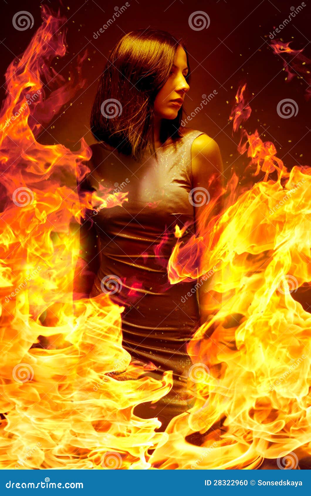 girl is in blazing flame