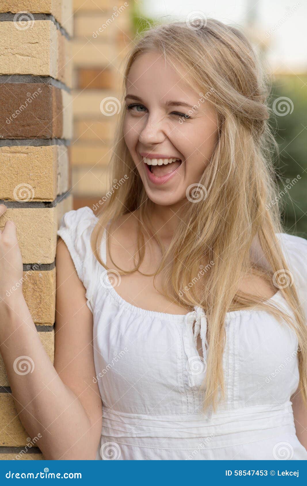 Girl blinking stock image. Image of cheerful, emotions 58547453