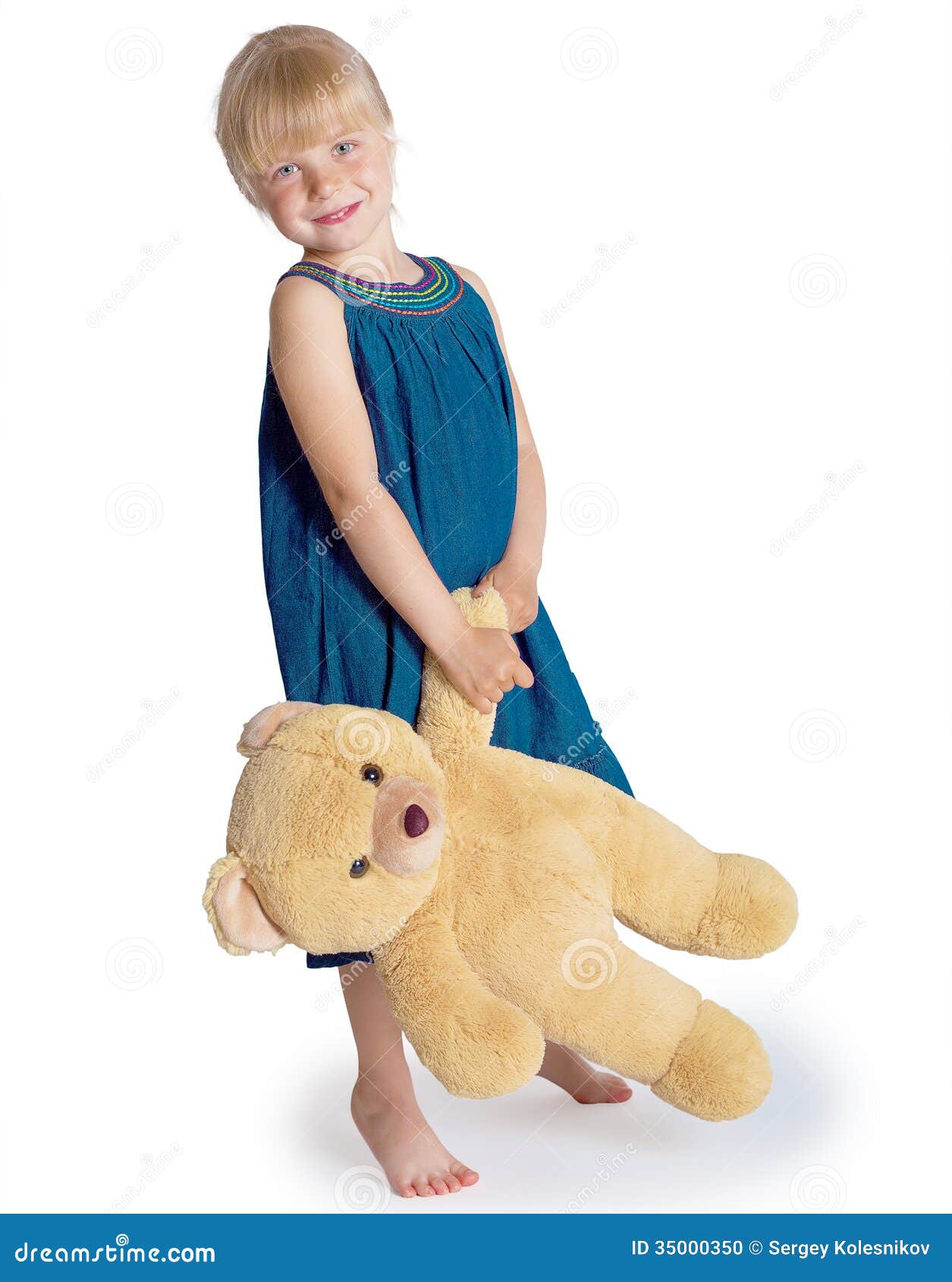 The Girl the Blonde with a Bear Stock Photo - Image of friend ...