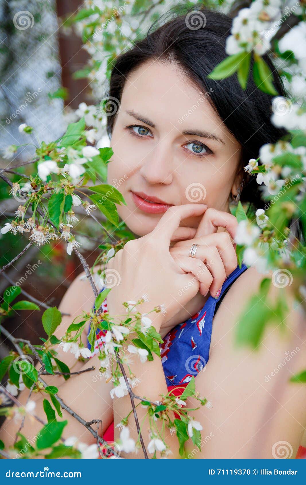 Girl among the Blooming Trees Stock Photo - Image of pretty, nature ...