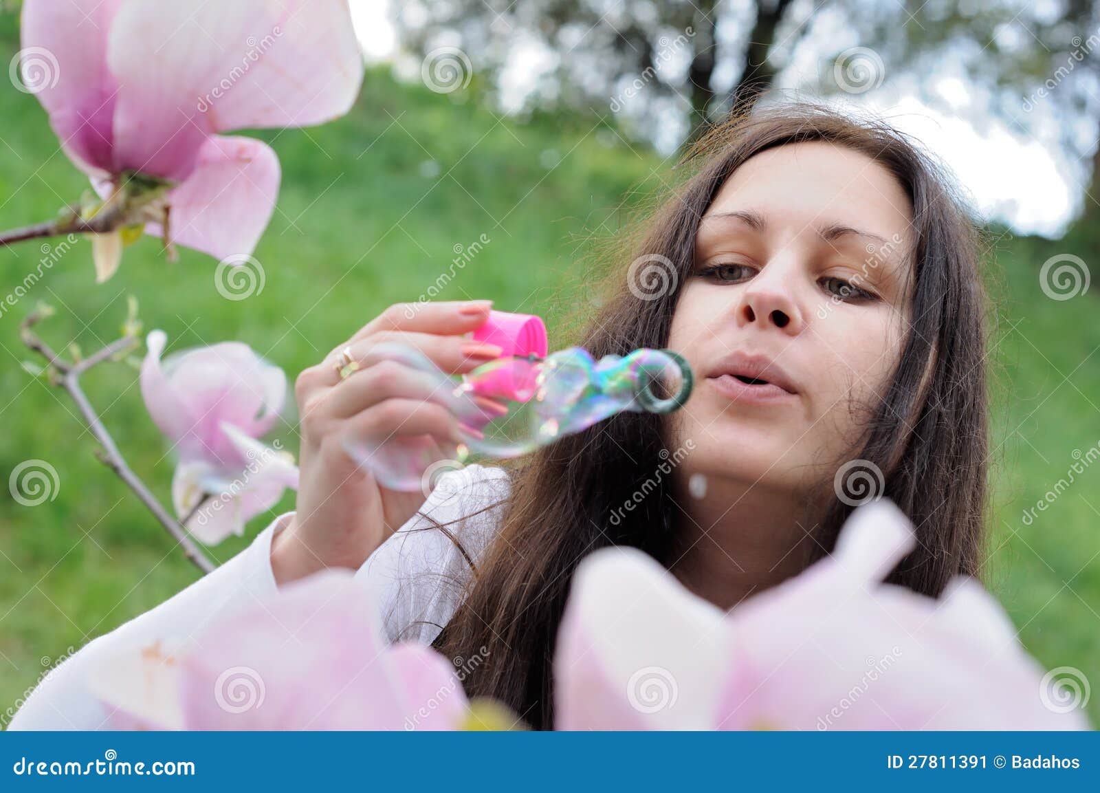 Girl Blow Bubbles Stock Image Image Of People Cheerful 27811391