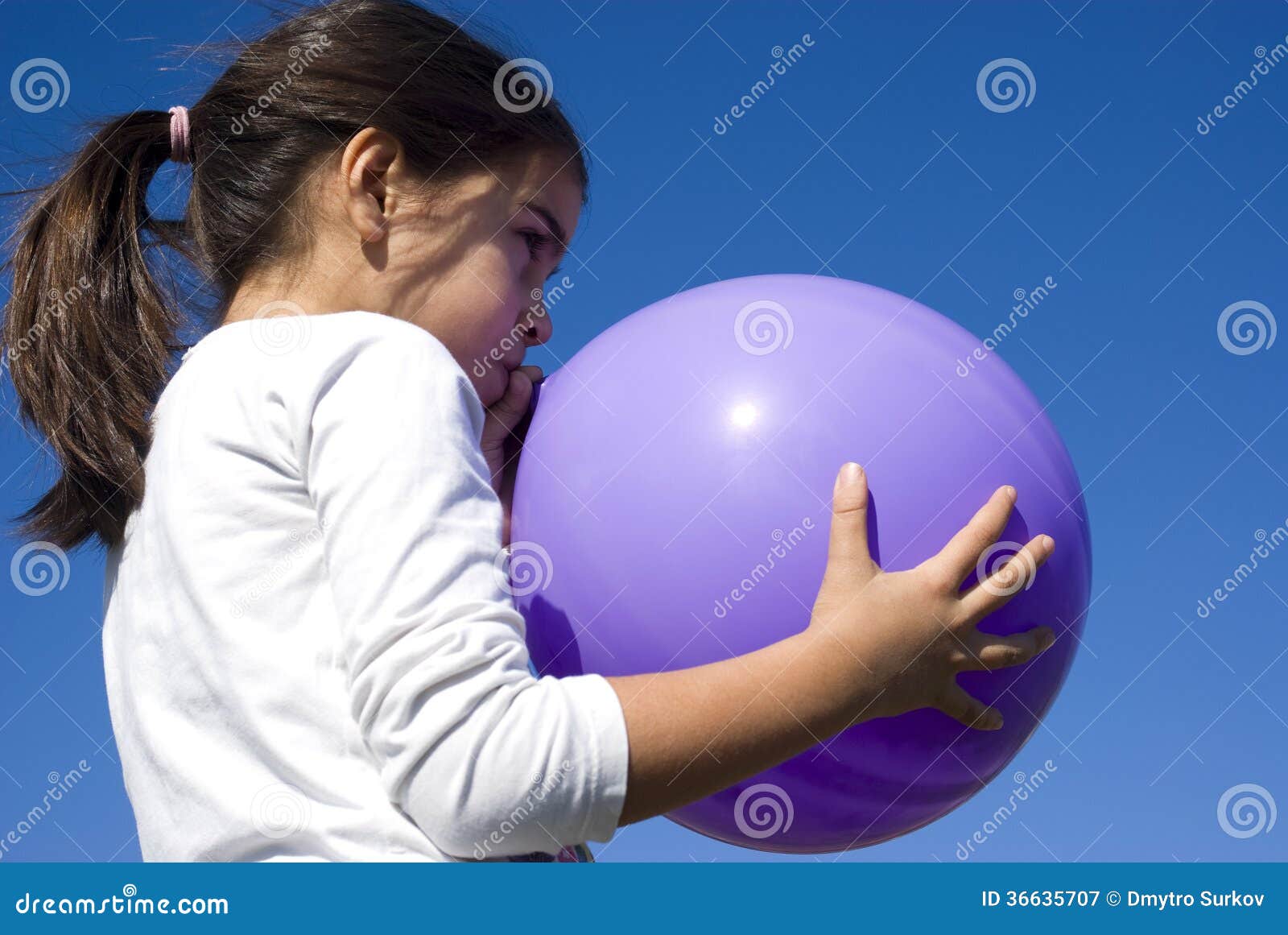 Girl Blowing Up Balloon Royalty Free Stock Photography Image 36635707