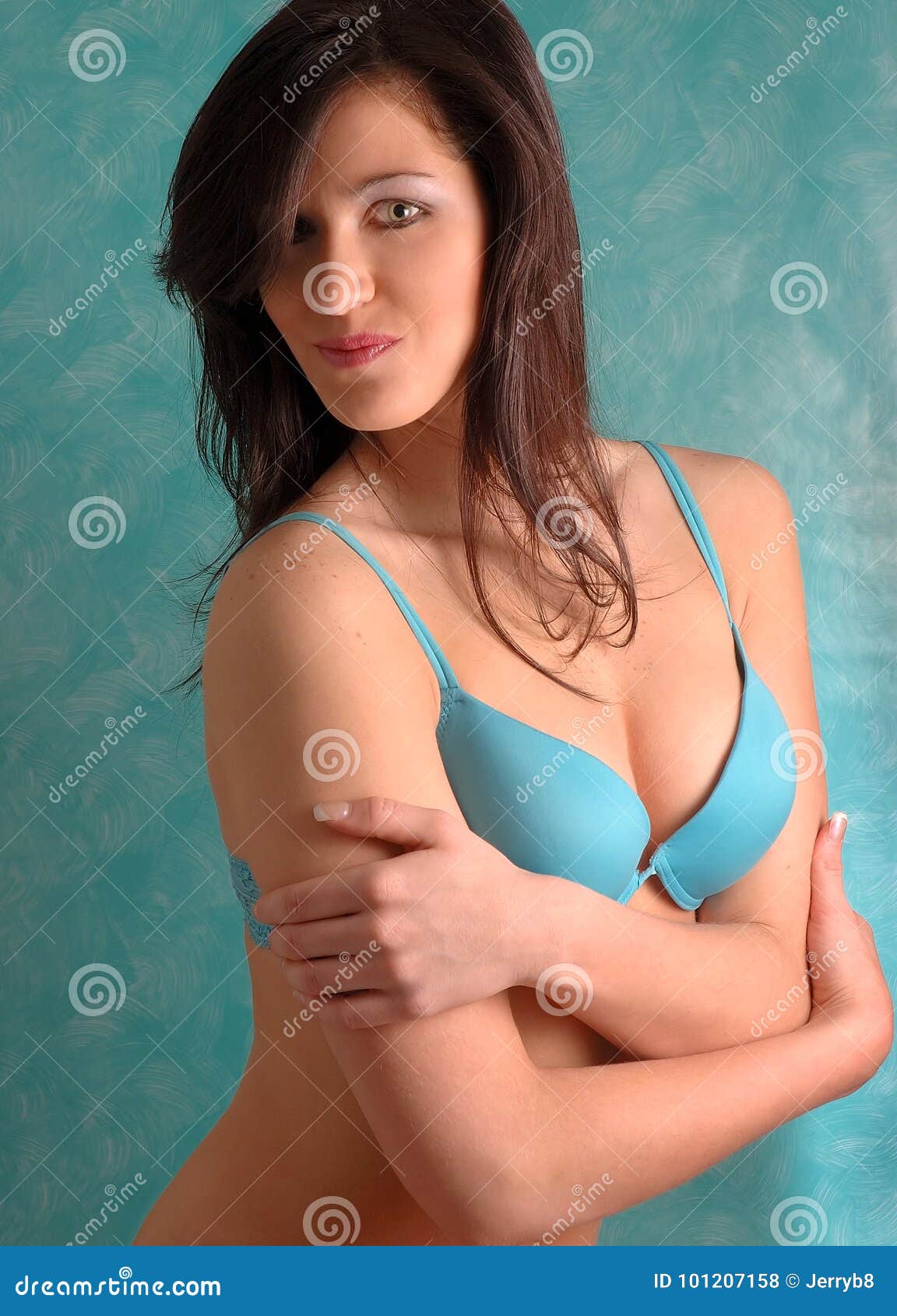 Girl in Blue Bra Revealin Some Cleavage Stock Photo - Image of chest,  revealing: 101207158
