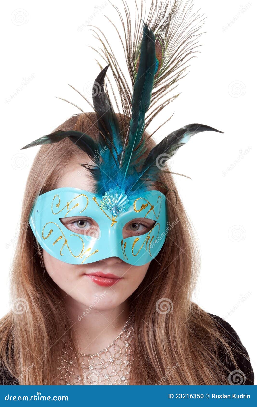 Girl in the Blue Masquerade Mask Stock Photo Image of head, girl