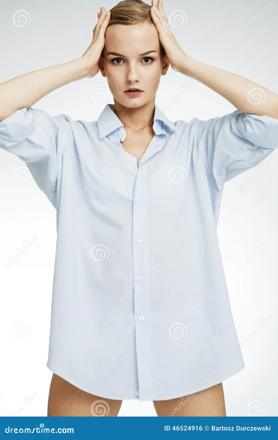 girl wear only shirt