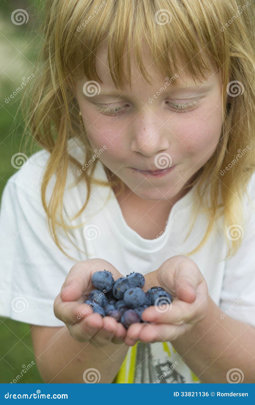 Girl with blueberries stock photo. Image of female, harvest 33821136