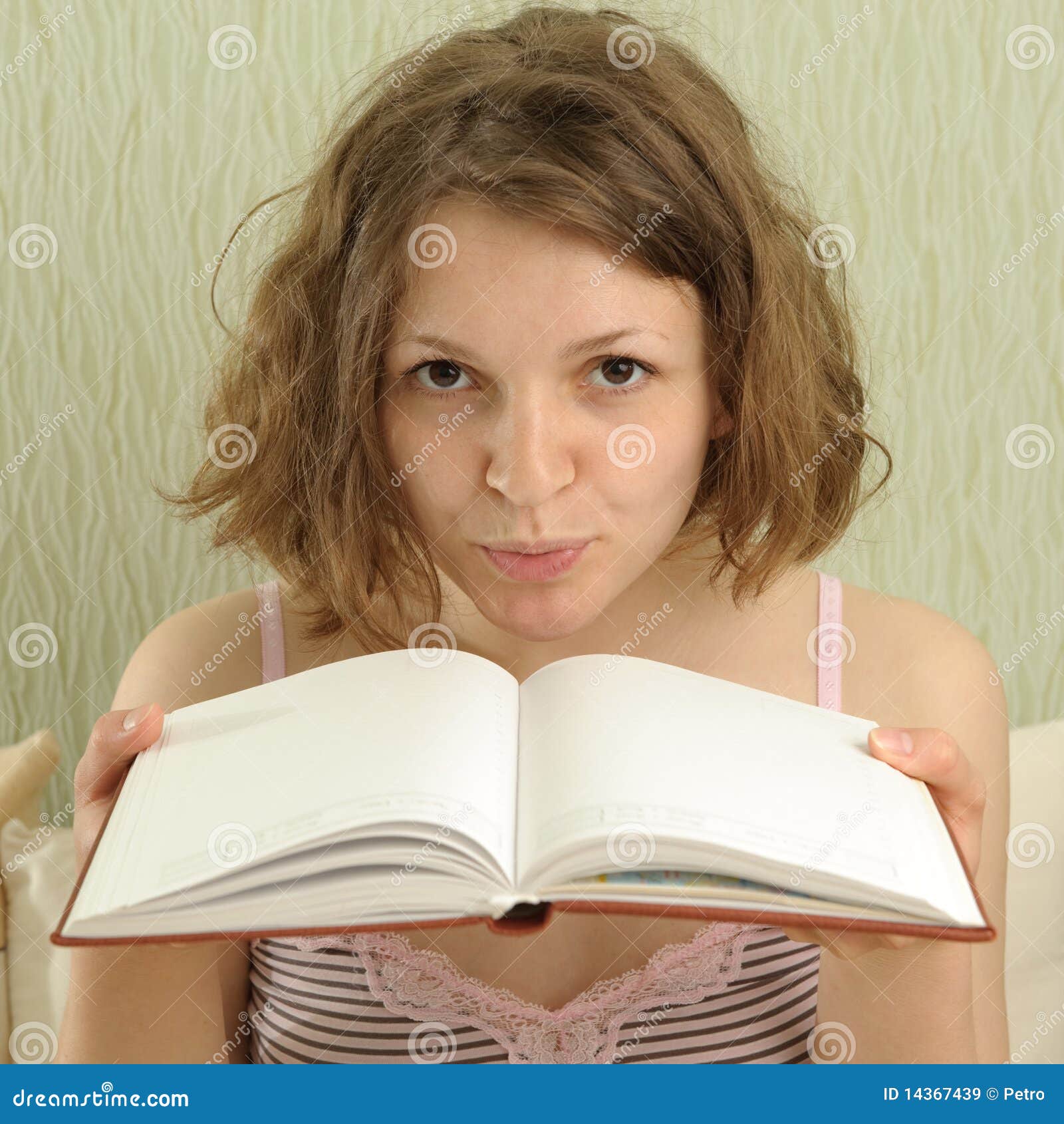 Girl with book stock image. Image of indoors, people 14367439