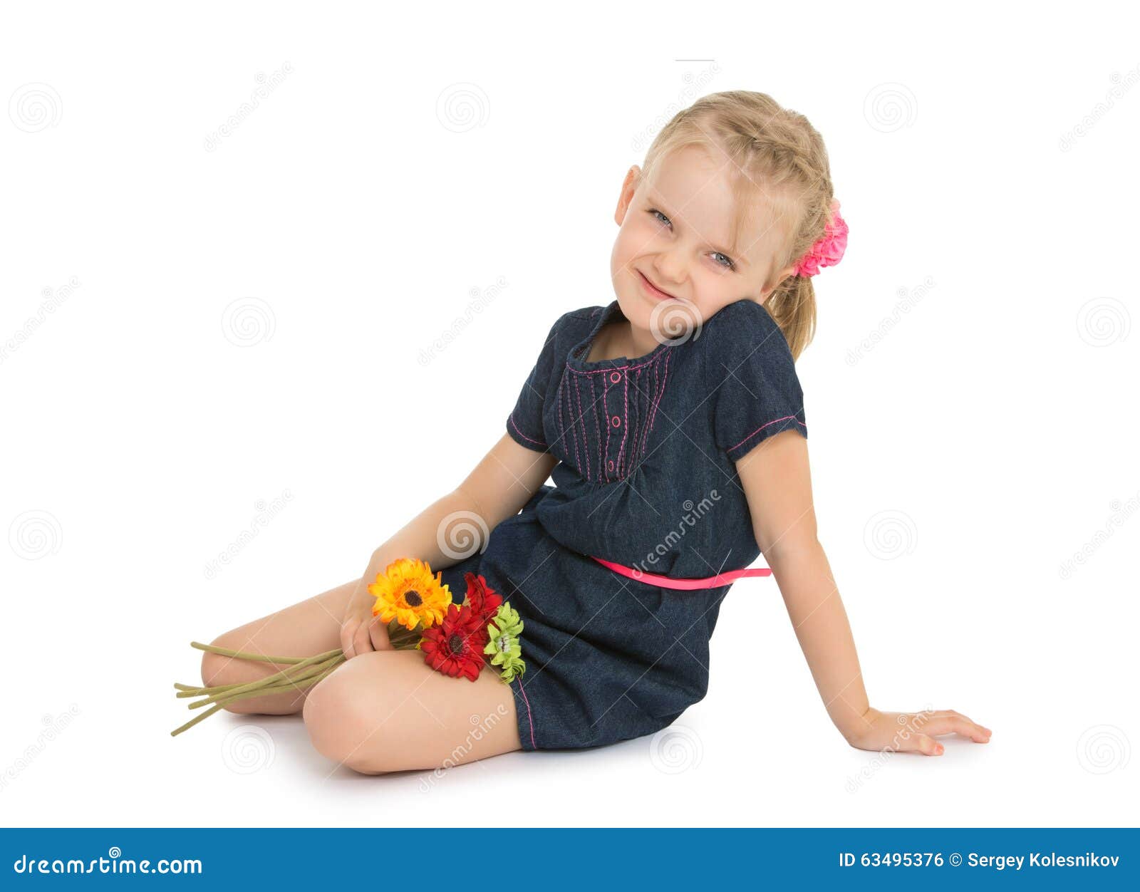Girl With A Bouquet Of Flowers Stock Photo Image Of Face