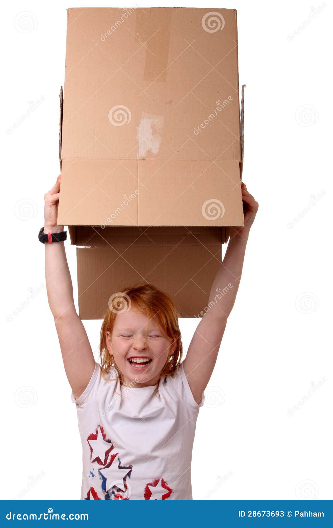 Girl with box stock image. Image of move, carry, carton 28673693