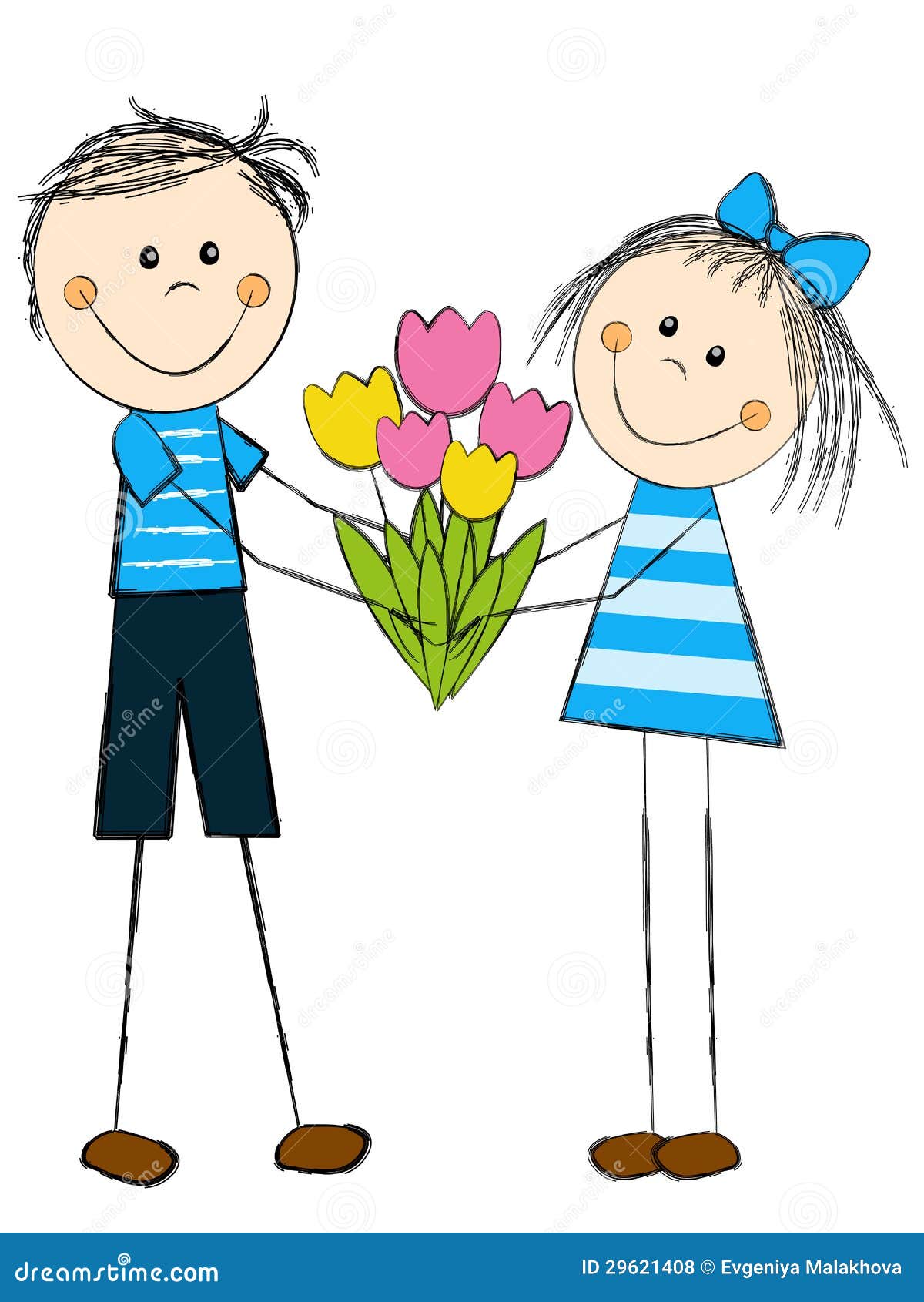 Girl with boy stock vector. Illustration of flower, isolated 29621408