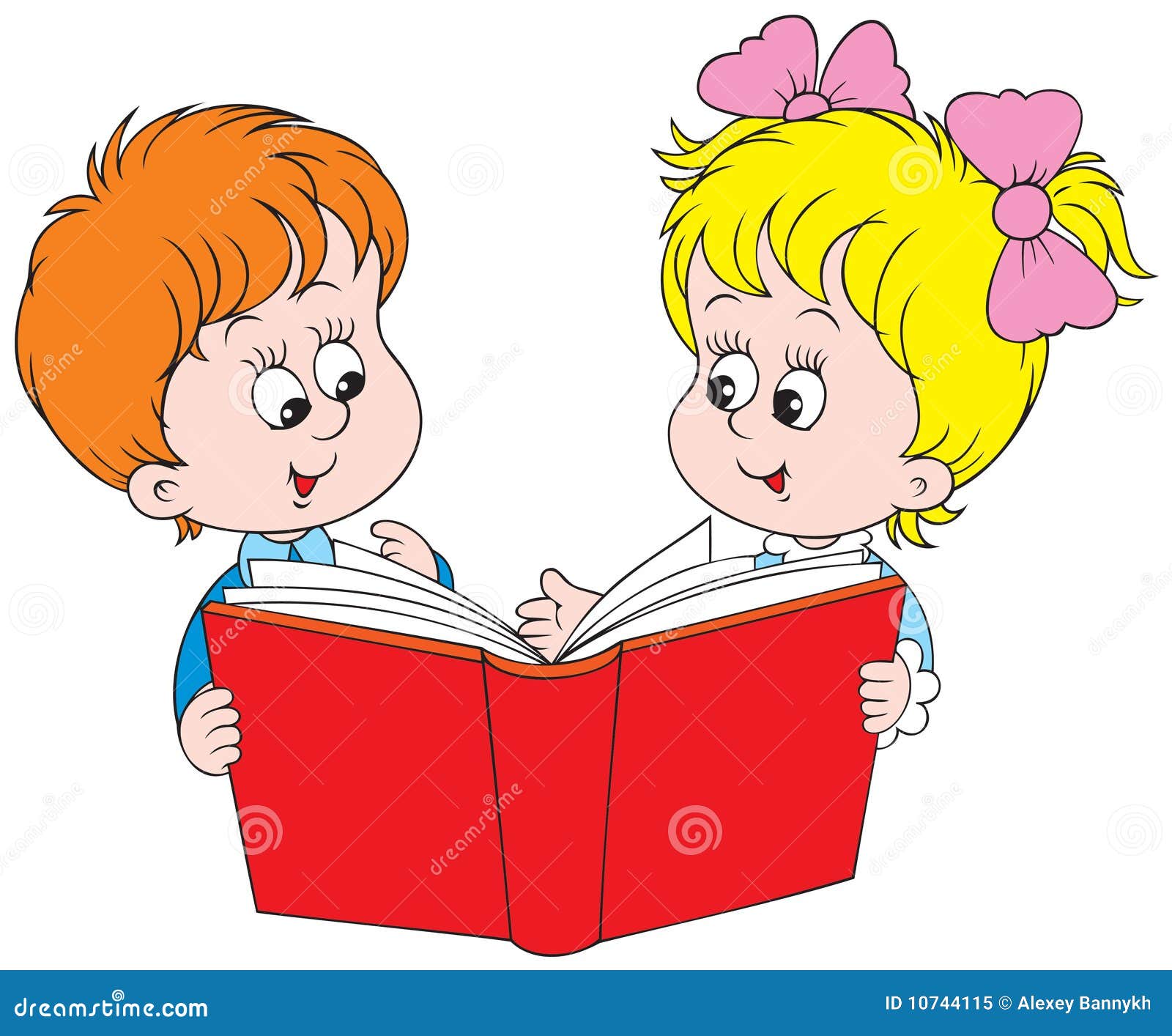 clipart boy and girl reading