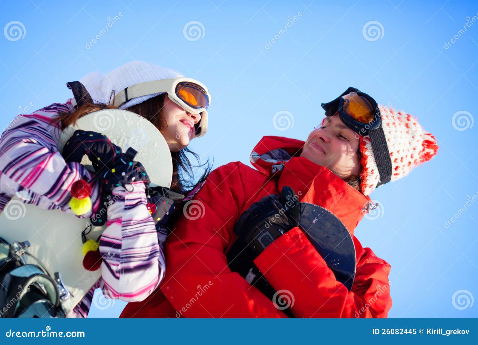 Girl and Boy with Snowboards Stock Image Image of snow, climate 26082445