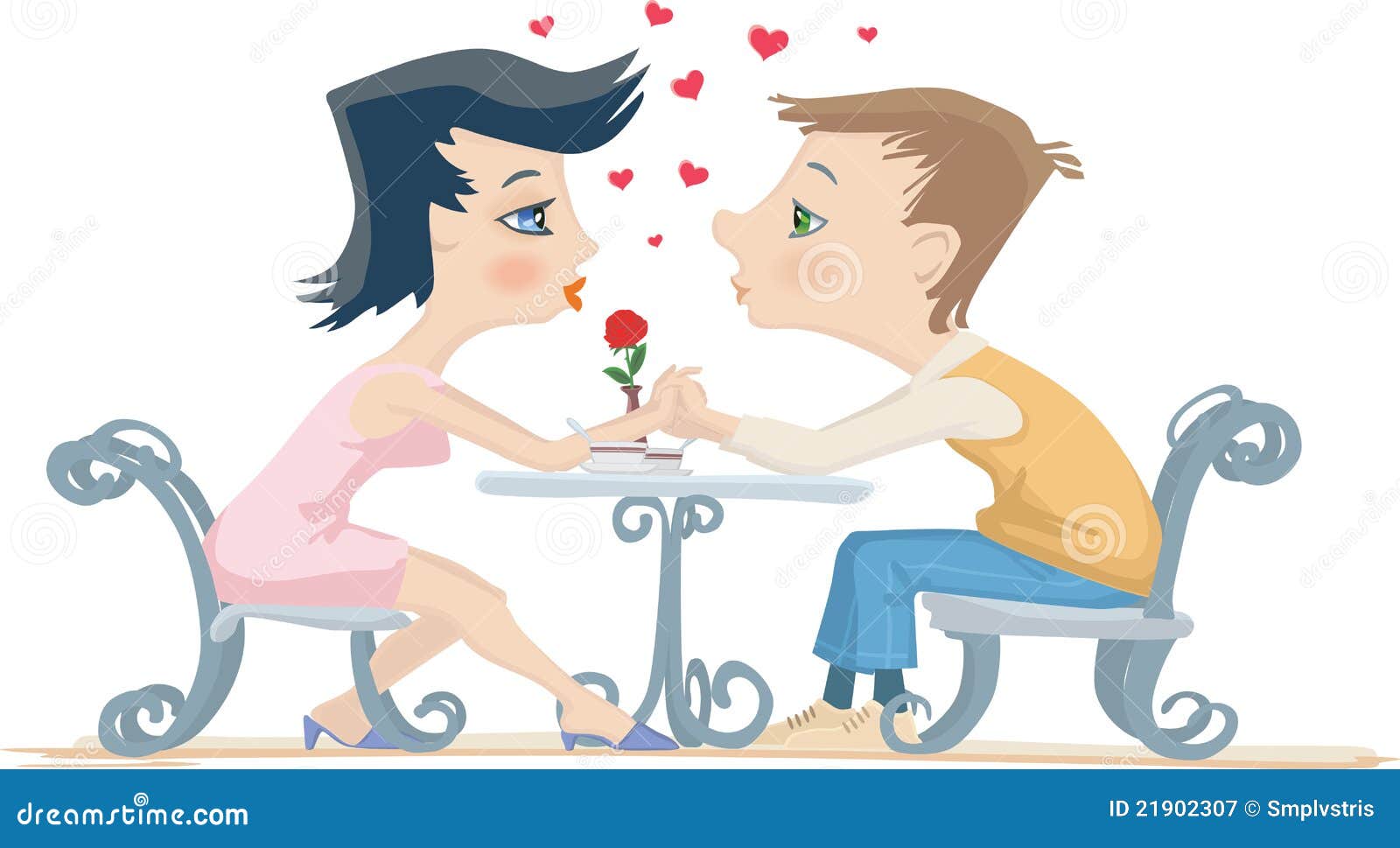 Girl and boy at the table stock vector. Illustration of hold 21902307