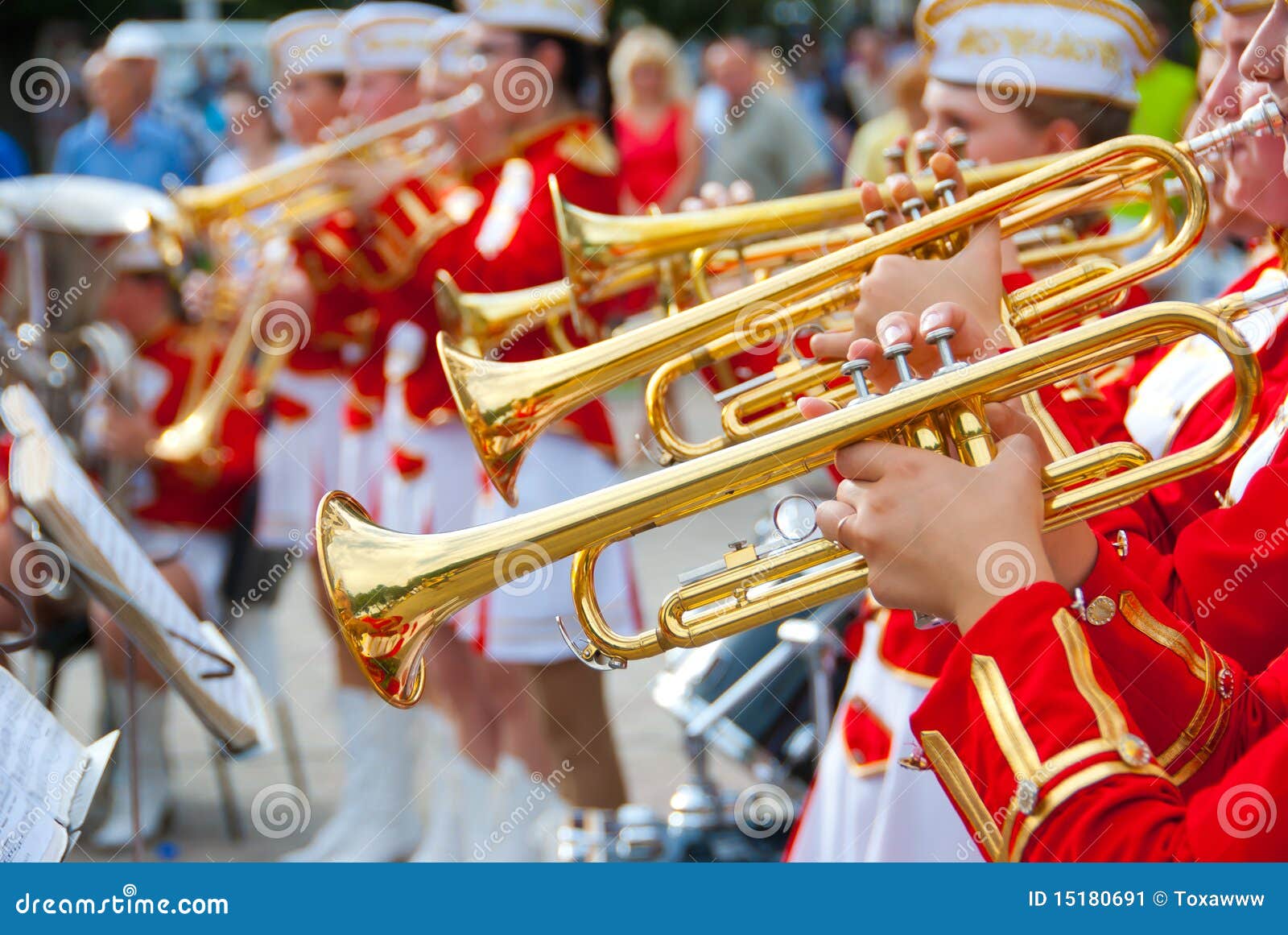 Girl Brass Band stock image. Image of music, pasadena 15180691