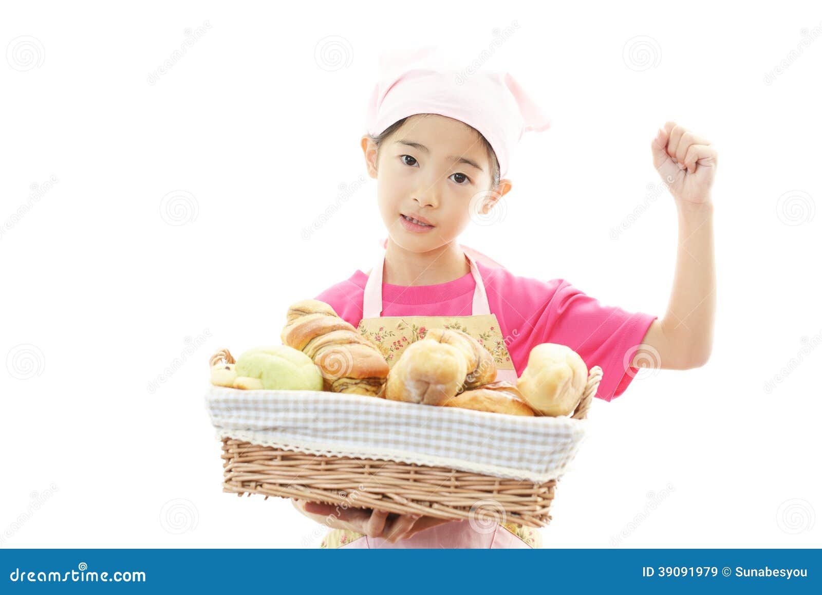Girl with bread stock image. Image of cheerful, bakery 39091979