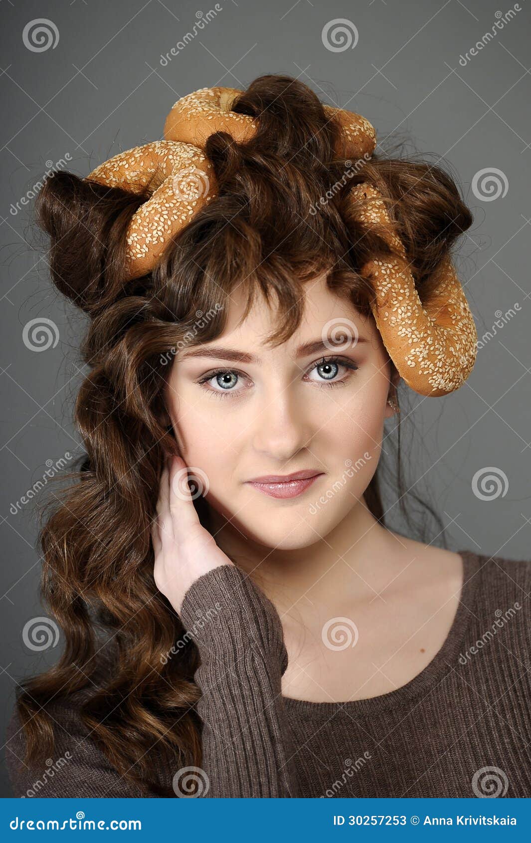 Girl with bread rolls stock image. Image of baked, baker 30257253