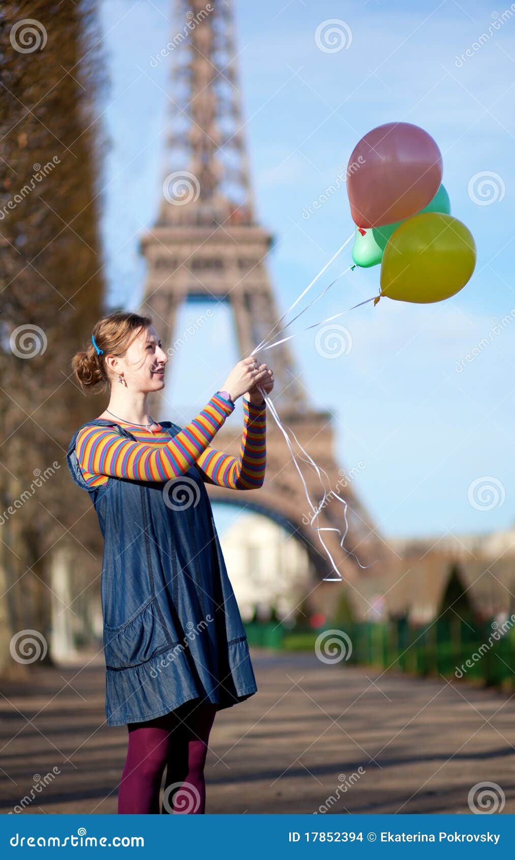 Girl in Bright Clothes with Colourful Balloons Stock Photo Image of