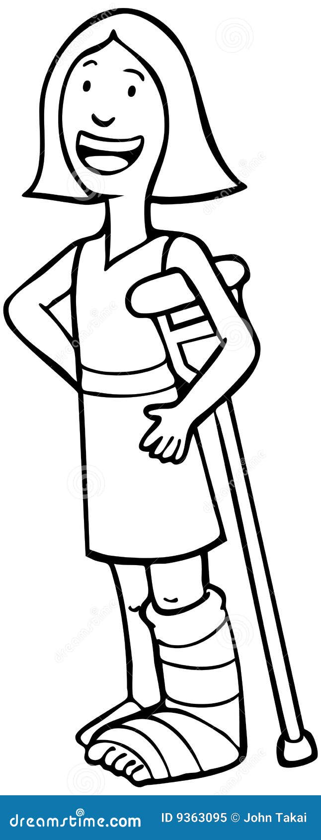 Girl Broken Leg - No Background Stock Vector - Illustration of disabled