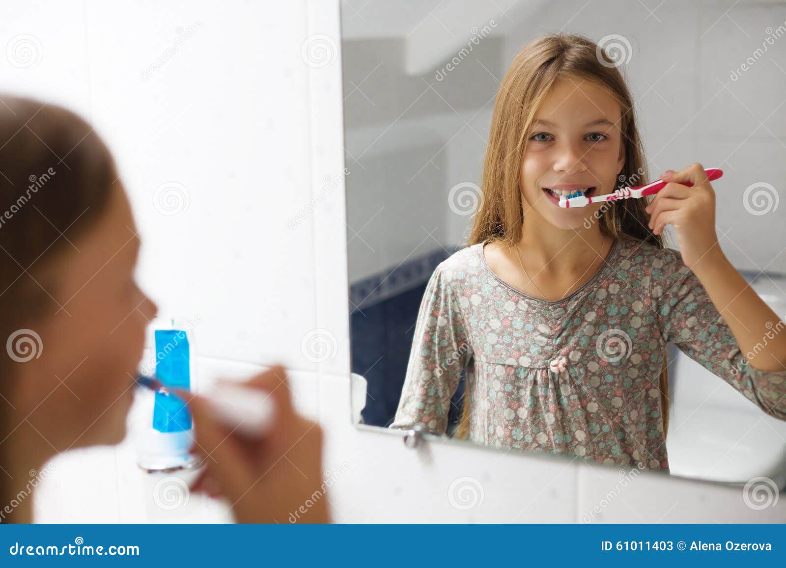 Girl Brushing Her Teeth Stock Image Image Of Dental 61011403
