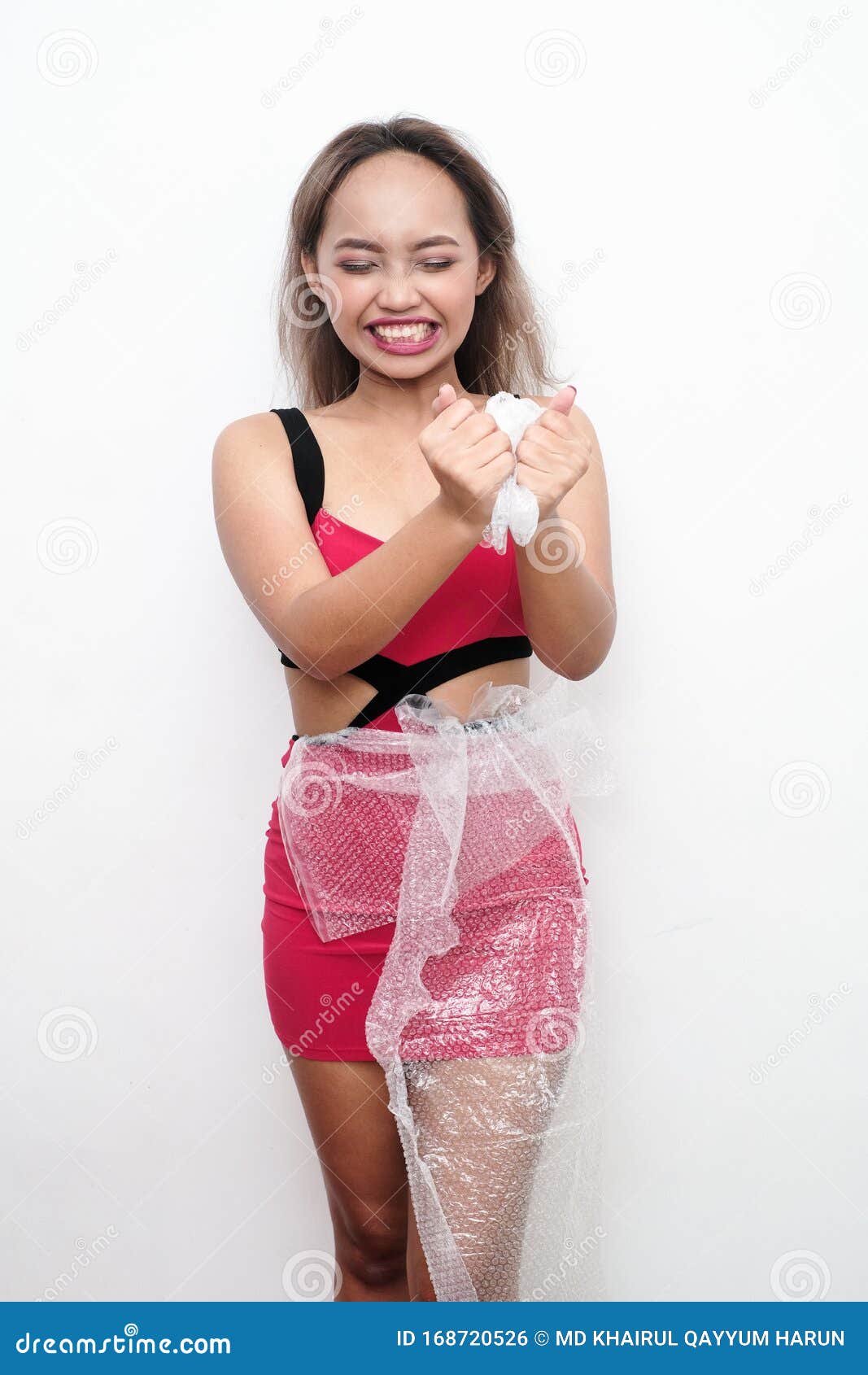 Girl with bubble wrap stock photo. Image of bubble, portrait 168720526