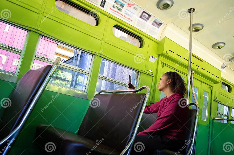 Girl On The Bus On The Phone Editorial Photo Image Of Phone 