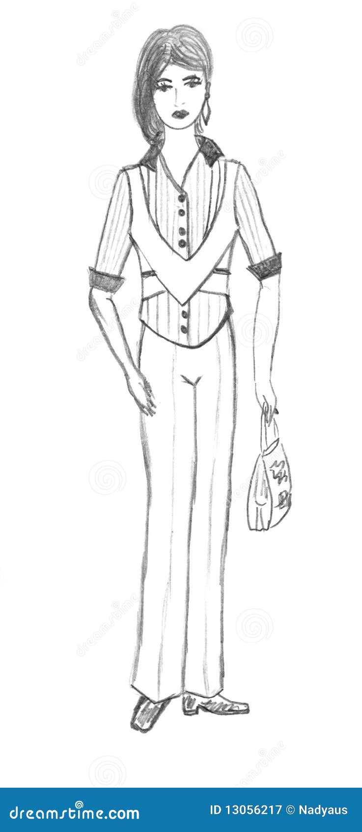 Premium Vector | Biege suit trendy woman look fashion sketch