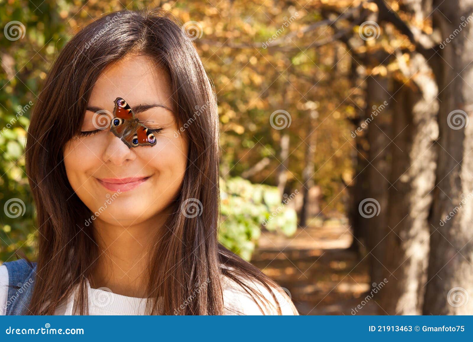 Girl with a butterfly stock image. Image of fascination 21913463